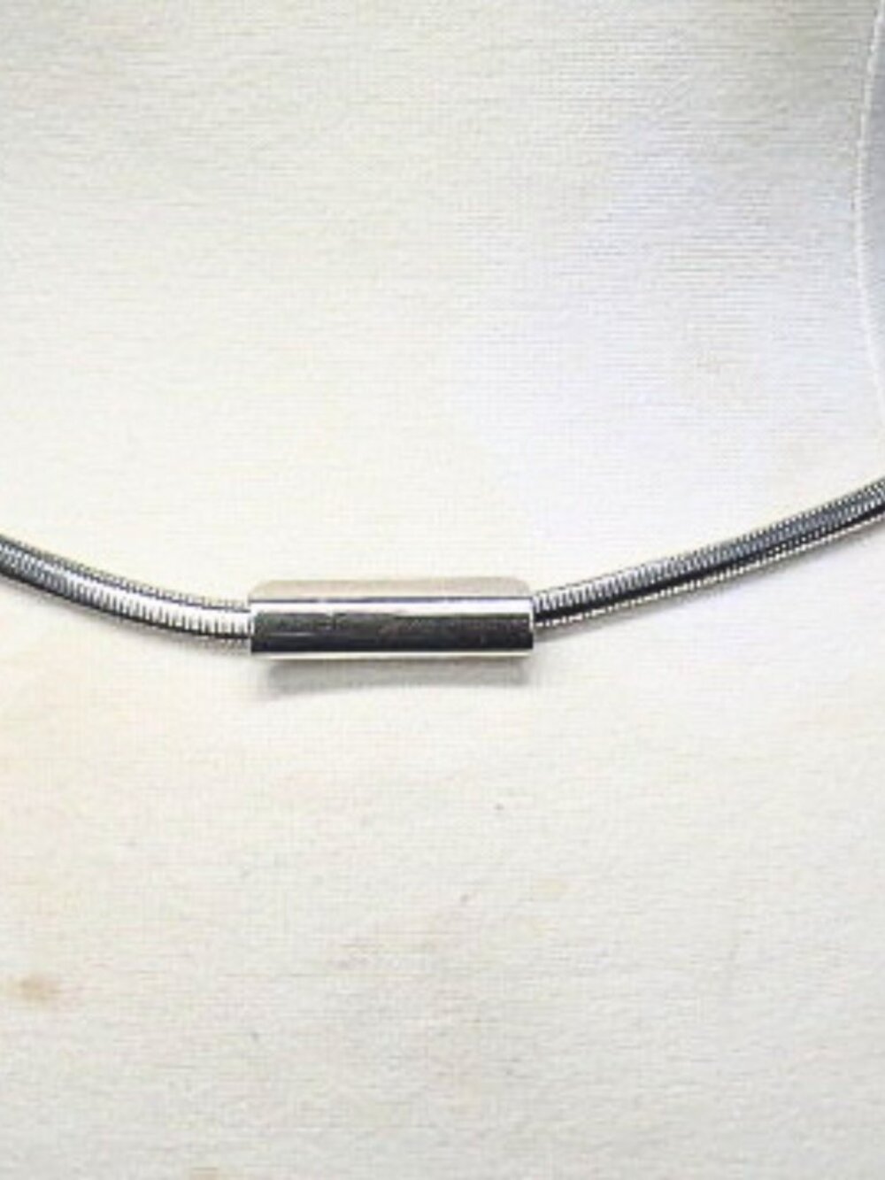 Vintage Silver Tone Stretch Snake Chain Belt Minimalist Rectangular Clasp